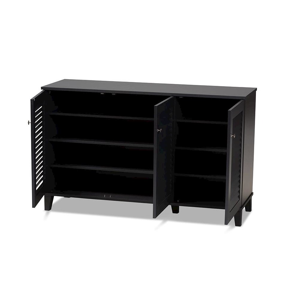 Dark Grey Finished 8-Shelf Wood Shoe Storage Cabinet. Picture 2