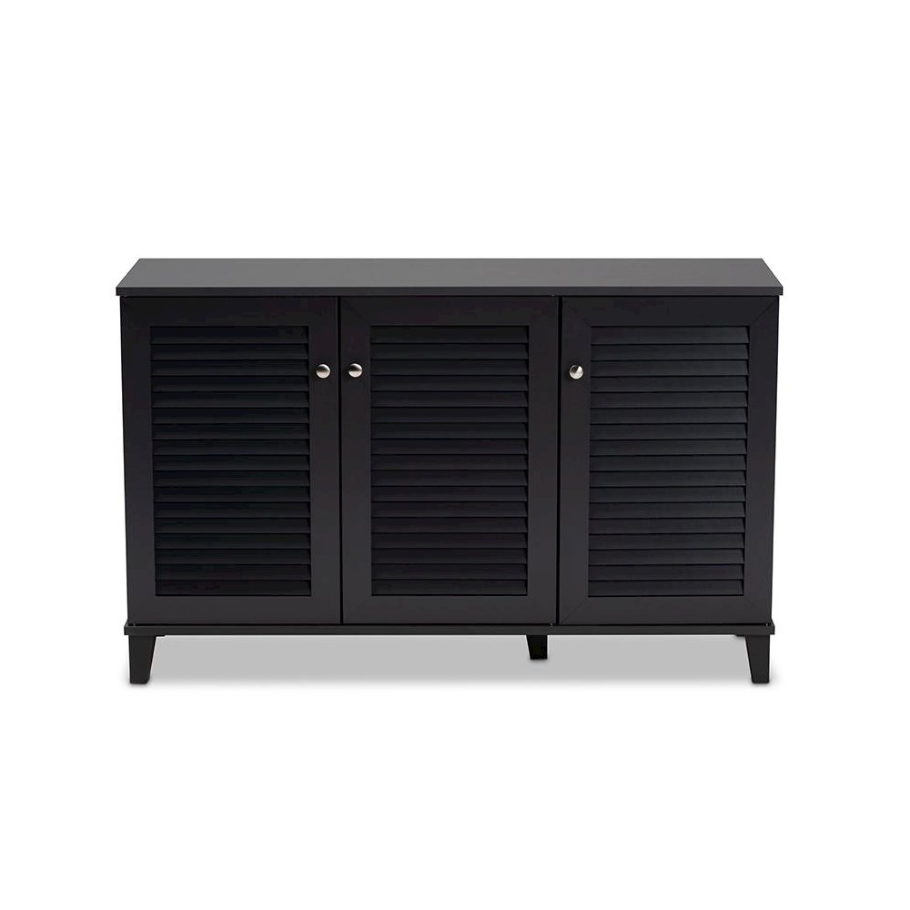 Dark Grey Finished 8-Shelf Wood Shoe Storage Cabinet. Picture 3