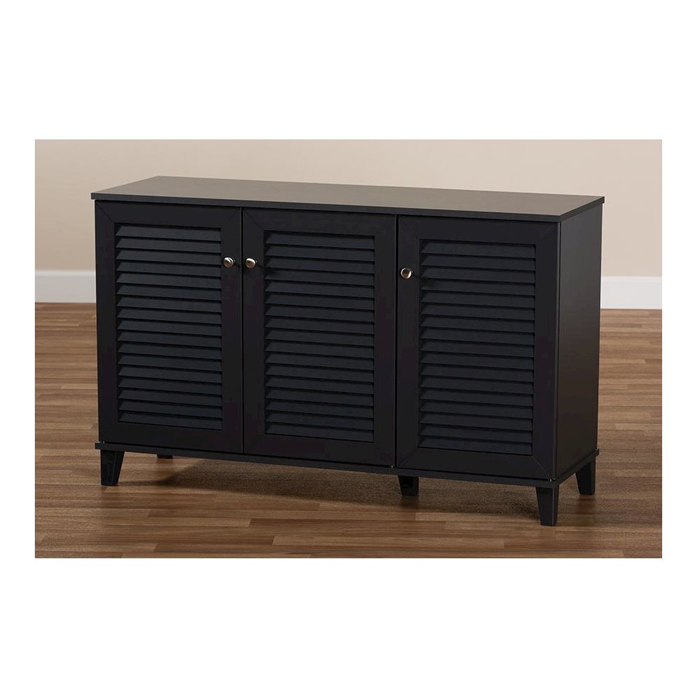 Dark Grey Finished 8-Shelf Wood Shoe Storage Cabinet. Picture 8