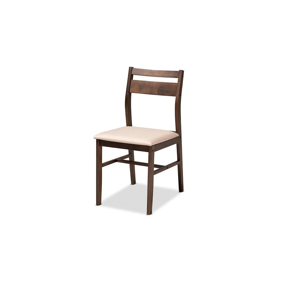 Beige Fabric Upholstered Dark Walnut-Finished 5-Piece Wood Dining Set. Picture 4