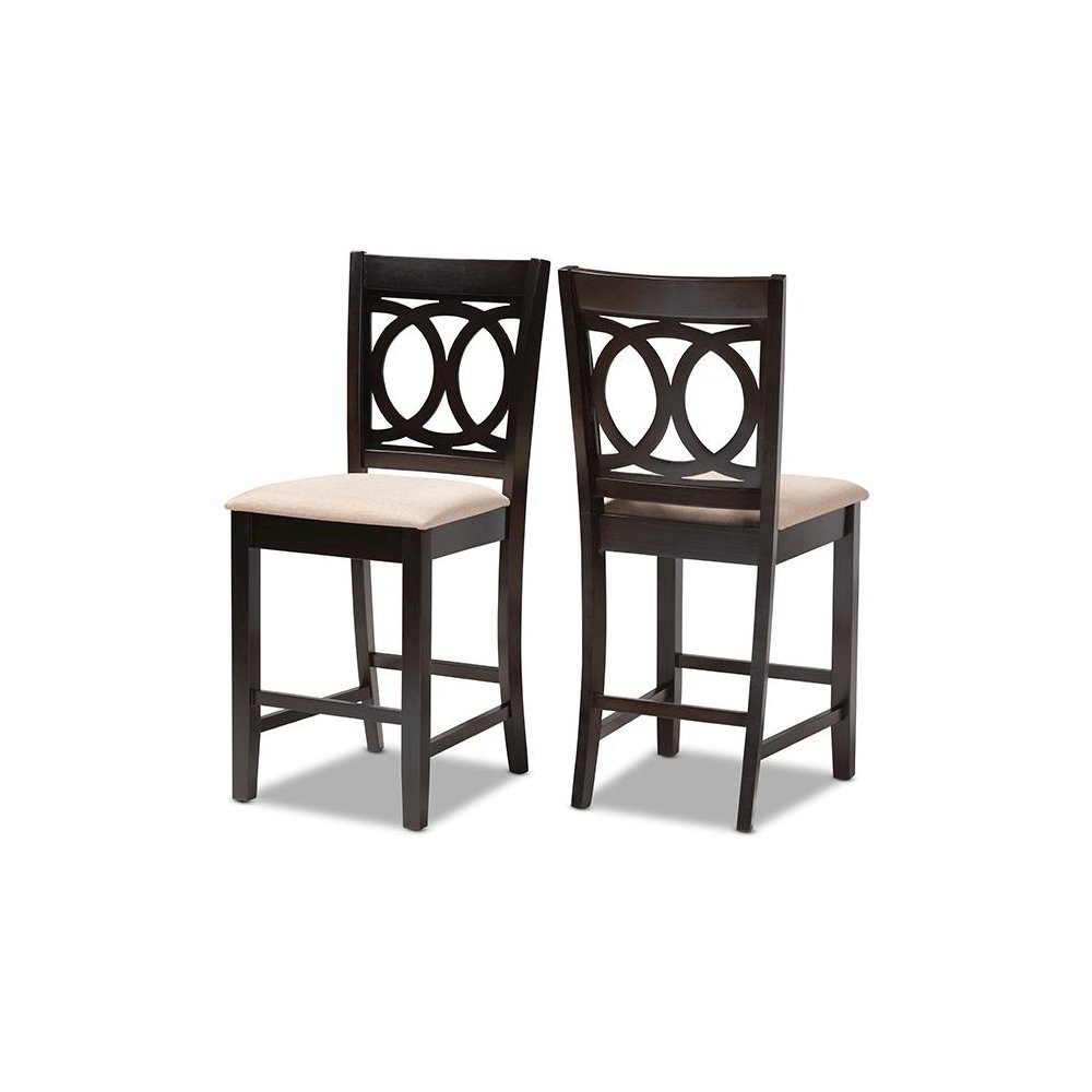 Espresso Brown Finished Wood 2-Piece Counter Height Pub Chair Set. Picture 1