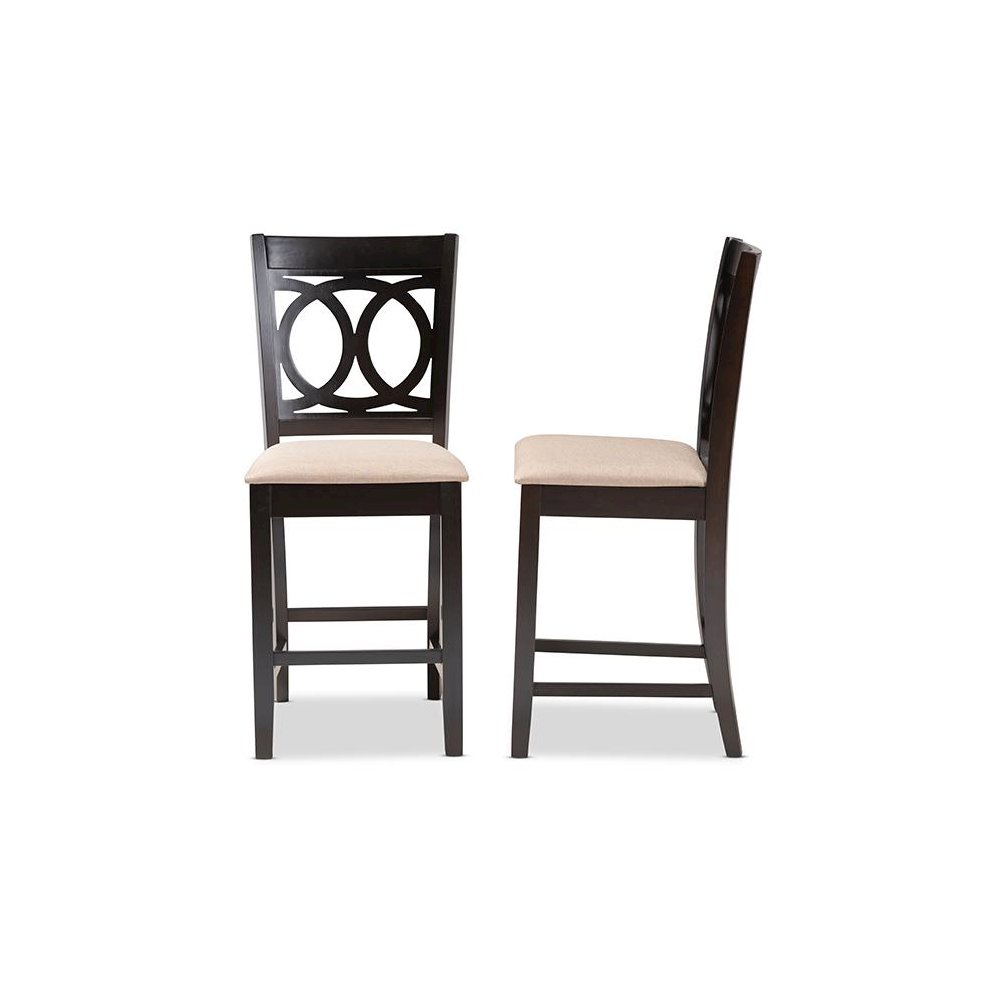 Espresso Brown Finished Wood 2-Piece Counter Height Pub Chair Set. Picture 3