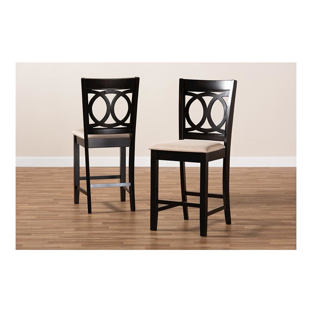 Espresso Brown Finished Wood 2-Piece Counter Height Pub Chair Set. Picture 6