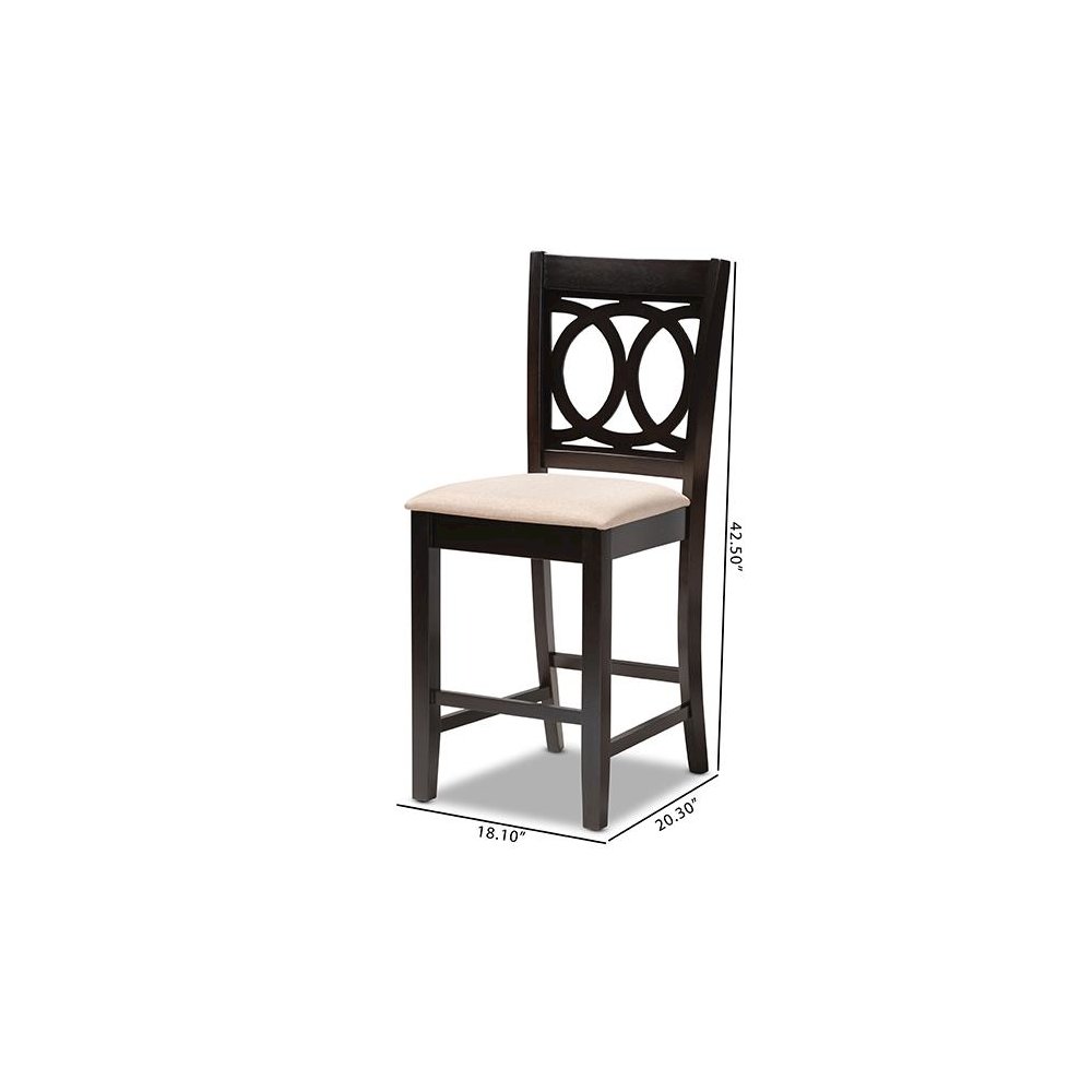 Espresso Brown Finished Wood 2-Piece Counter Height Pub Chair Set. Picture 7