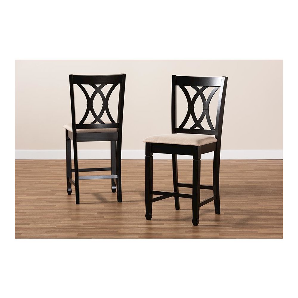 Espresso Brown Finished Wood Counter Height Pub Chair Set of 2. Picture 6