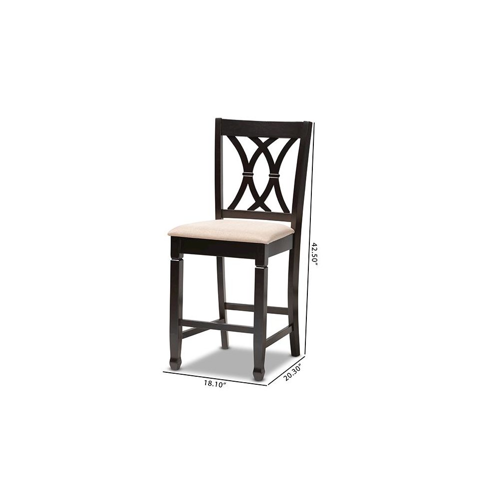 Espresso Brown Finished Wood Counter Height Pub Chair Set of 2. Picture 7