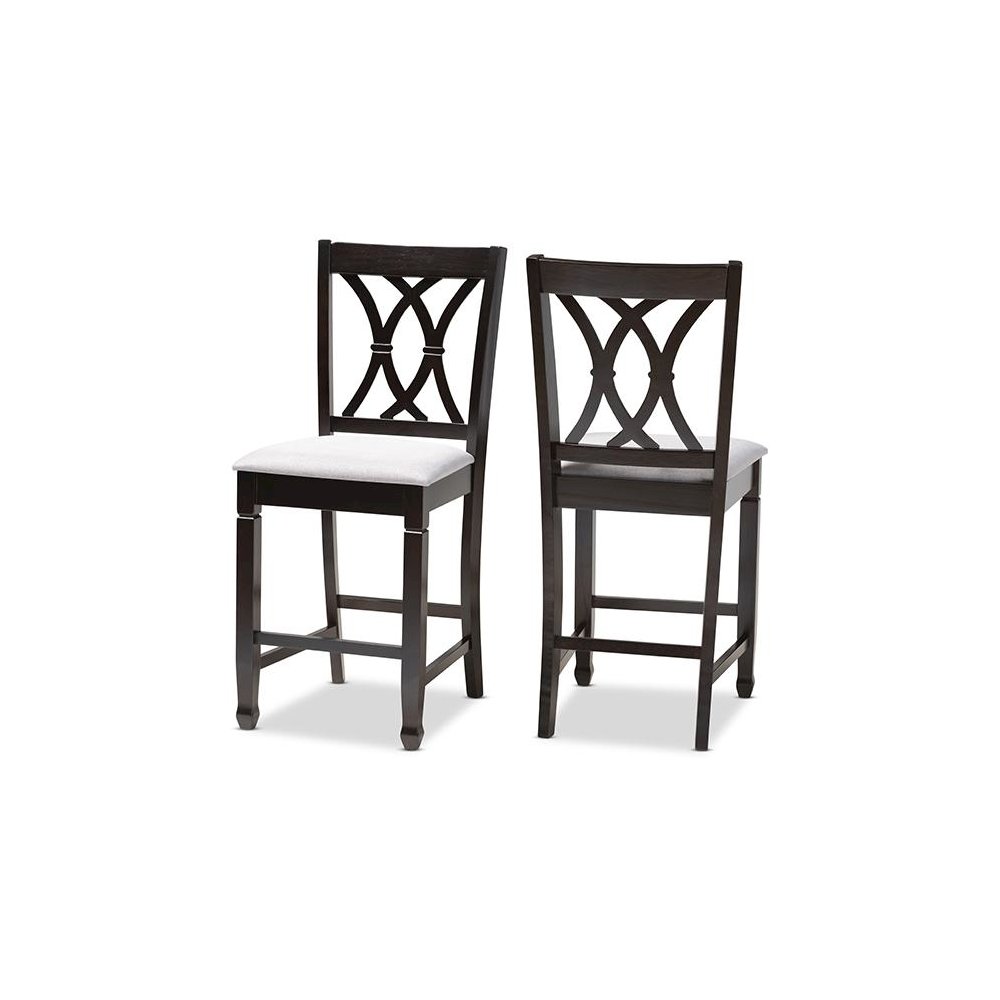 Espresso Brown Finished Wood Counter Height Pub Chair Set of 2. Picture 1