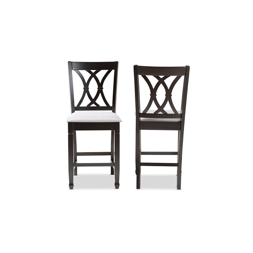 Espresso Brown Finished Wood Counter Height Pub Chair Set of 2. Picture 2