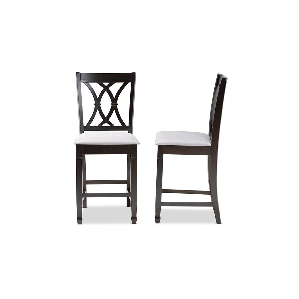 Espresso Brown Finished Wood Counter Height Pub Chair Set of 2. Picture 3