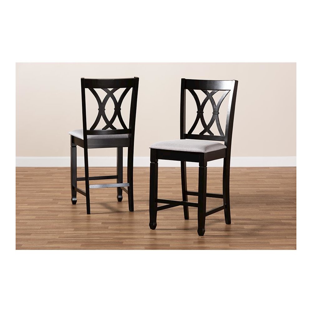 Espresso Brown Finished Wood Counter Height Pub Chair Set of 2. Picture 6