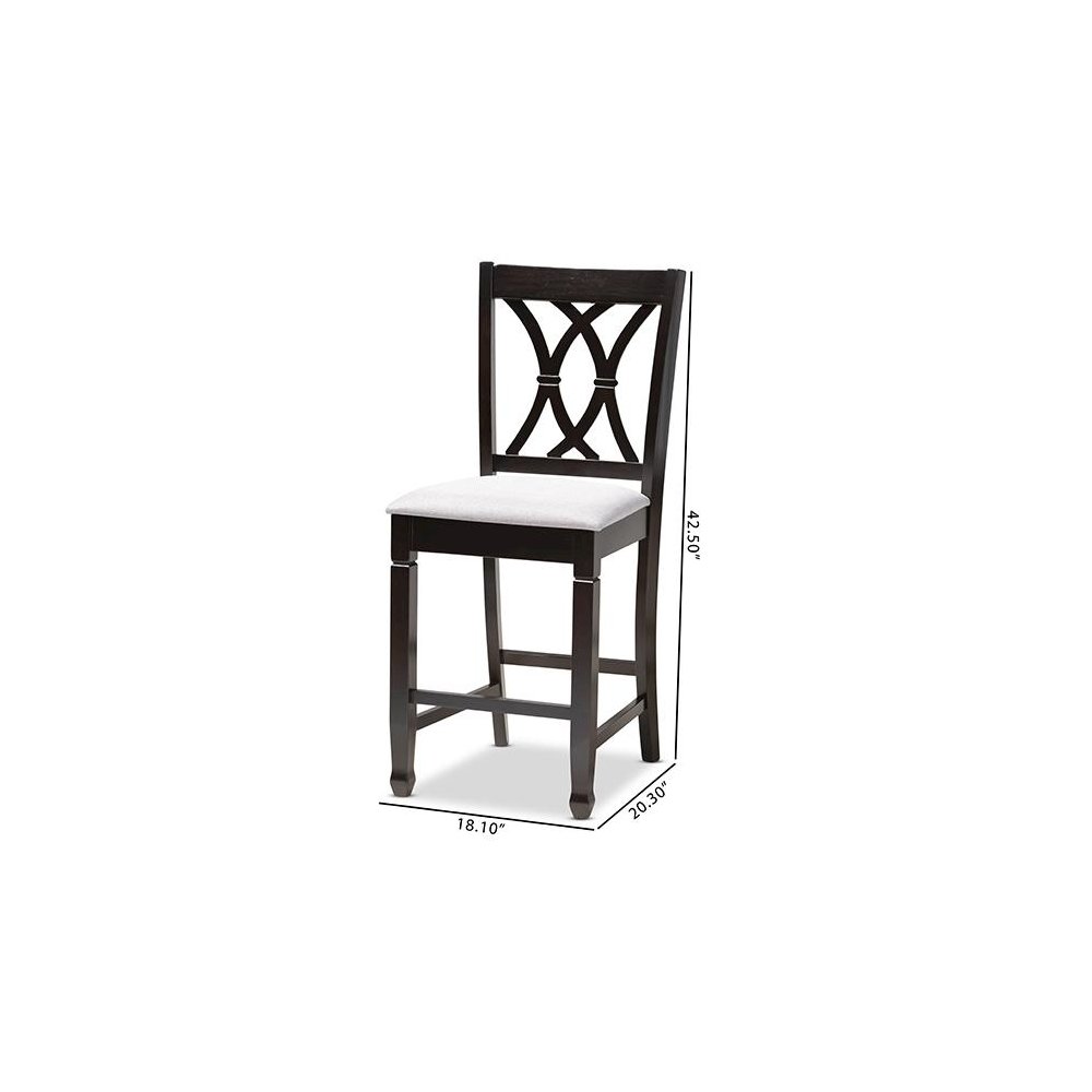 Espresso Brown Finished Wood Counter Height Pub Chair Set of 2. Picture 7