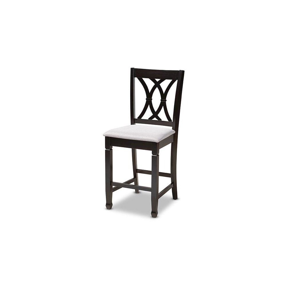 Gray Fabric Upholstered Espresso Brown Finished 5-Piece Wood Pub Set. Picture 3