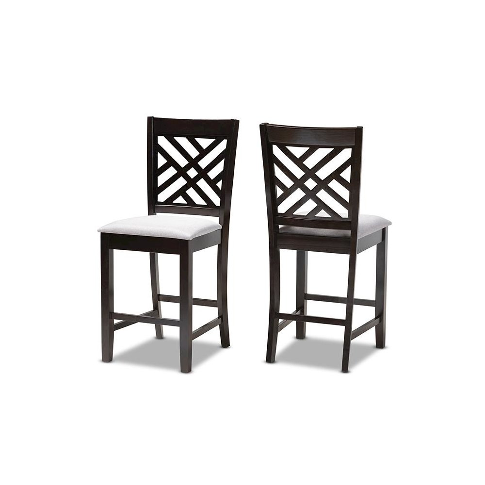 Espresso Brown Finished Wood Counter Height Pub Chair Set of 2. Picture 1