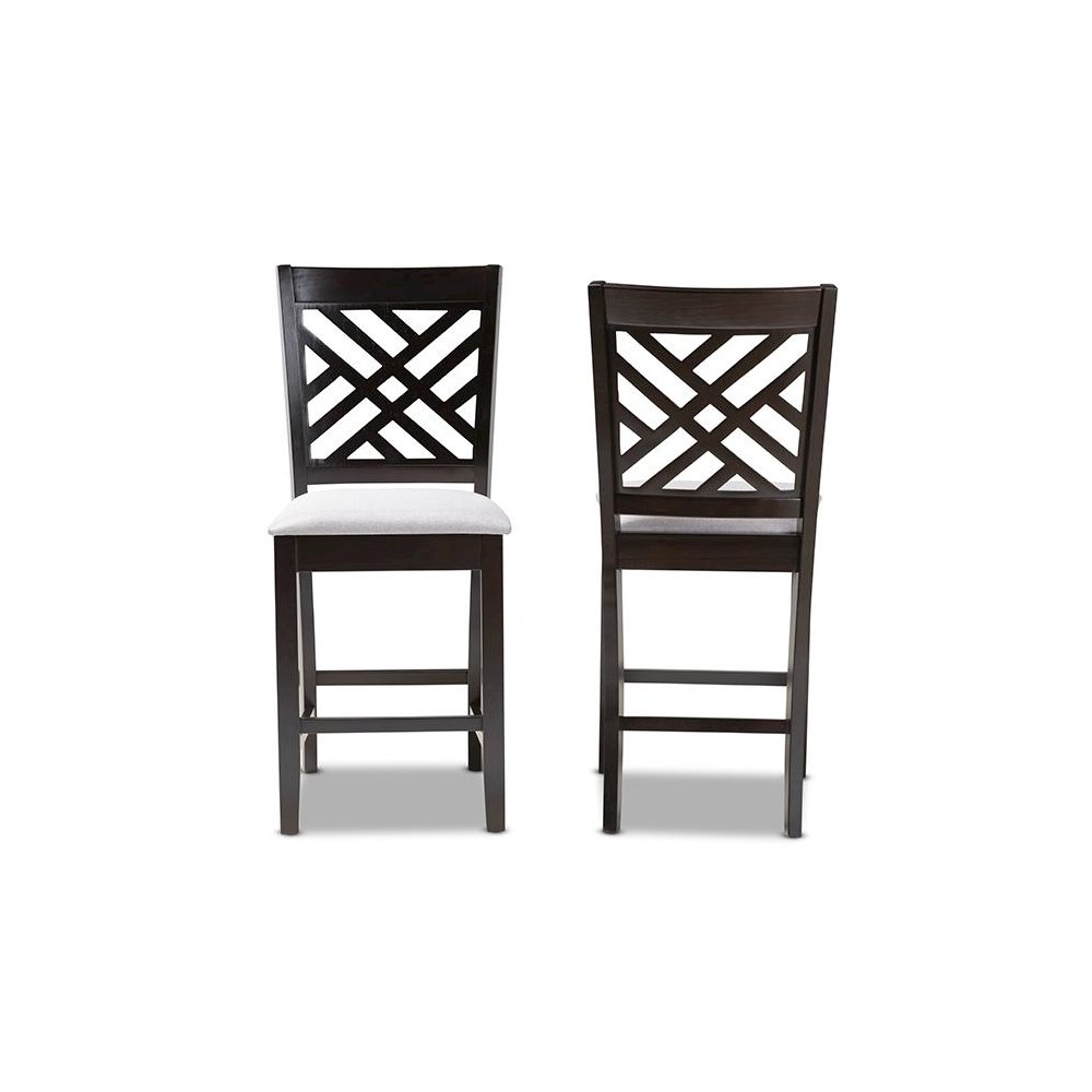 Espresso Brown Finished Wood Counter Height Pub Chair Set of 2. Picture 2