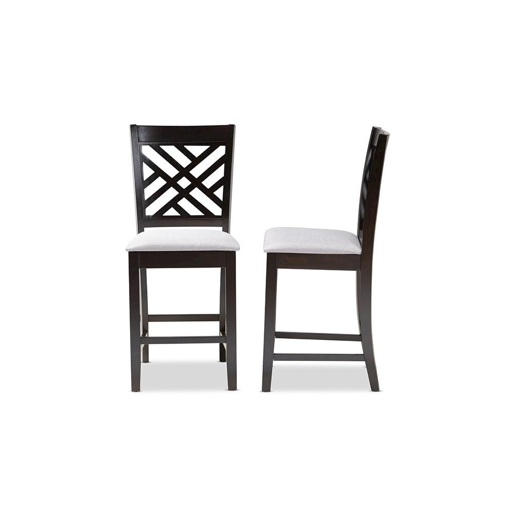 Espresso Brown Finished Wood Counter Height Pub Chair Set of 2. Picture 3