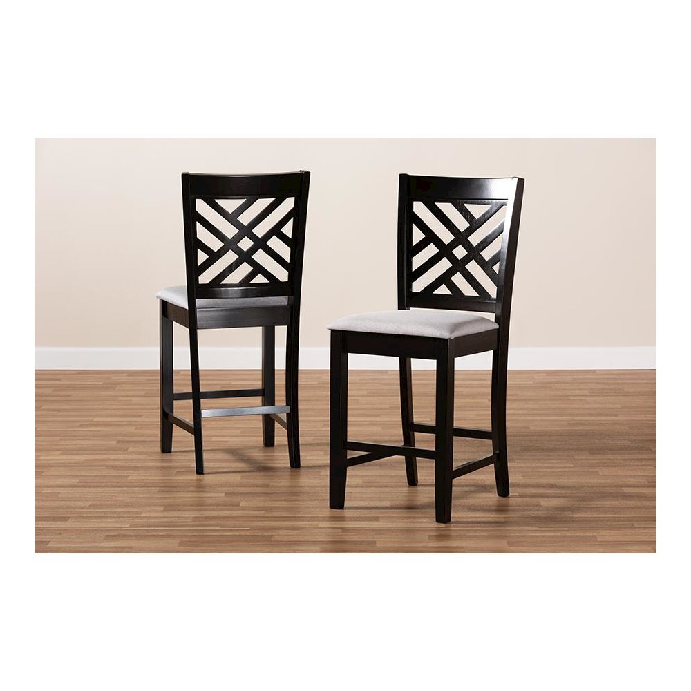 Espresso Brown Finished Wood Counter Height Pub Chair Set of 2. Picture 6