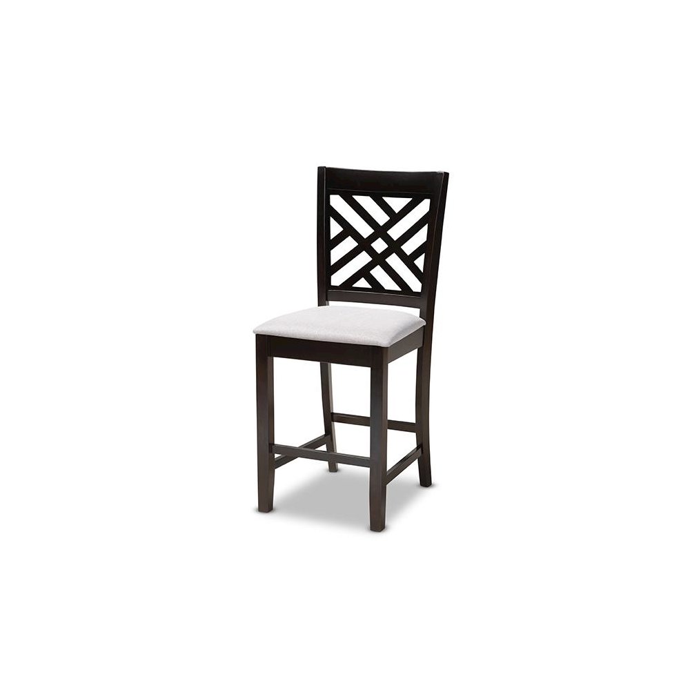 Gray Fabric Upholstered Espresso Brown Finished 5-Piece Wood Pub Set. Picture 3