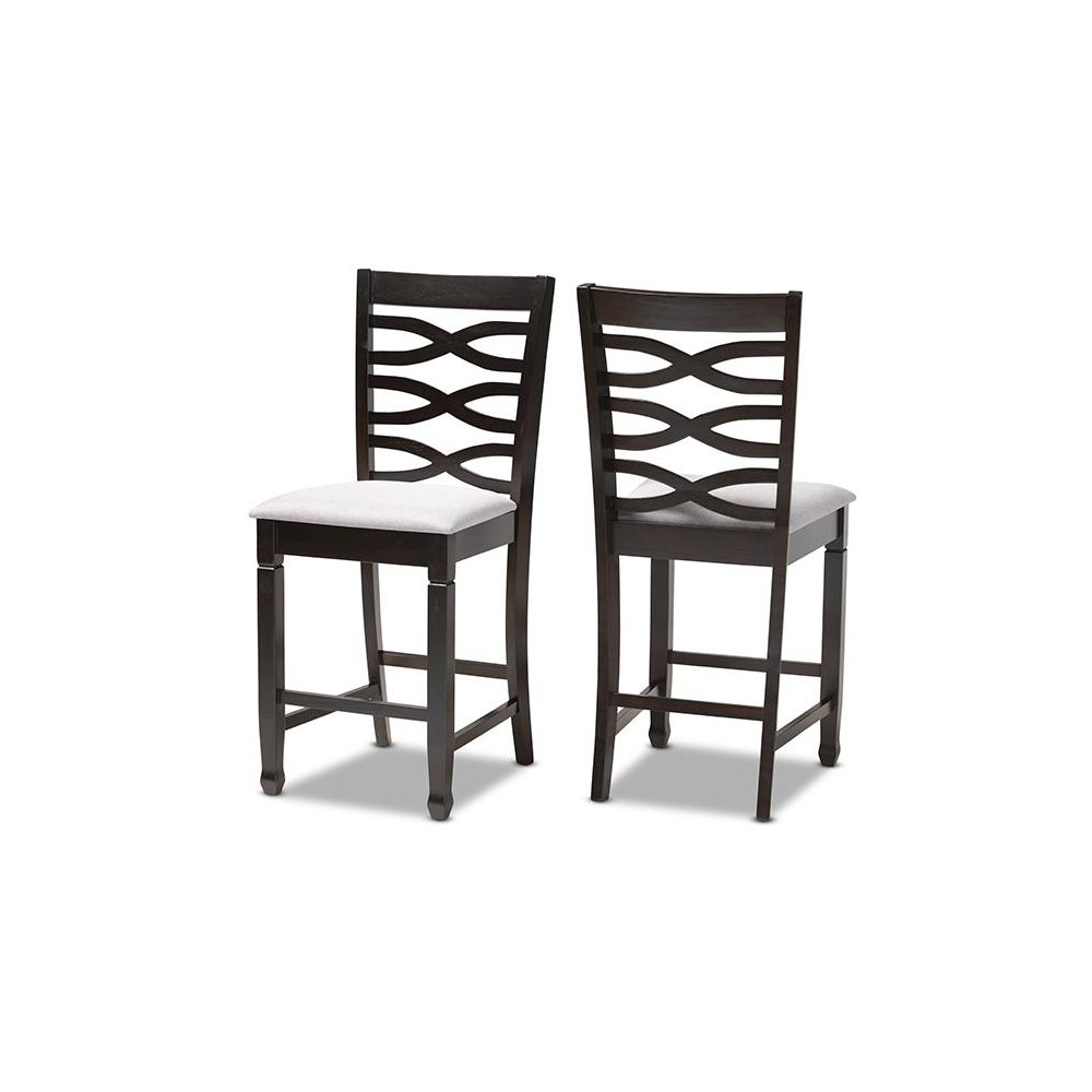 Espresso Brown Finished Wood Counter Height Pub Chair Set of 2. Picture 1