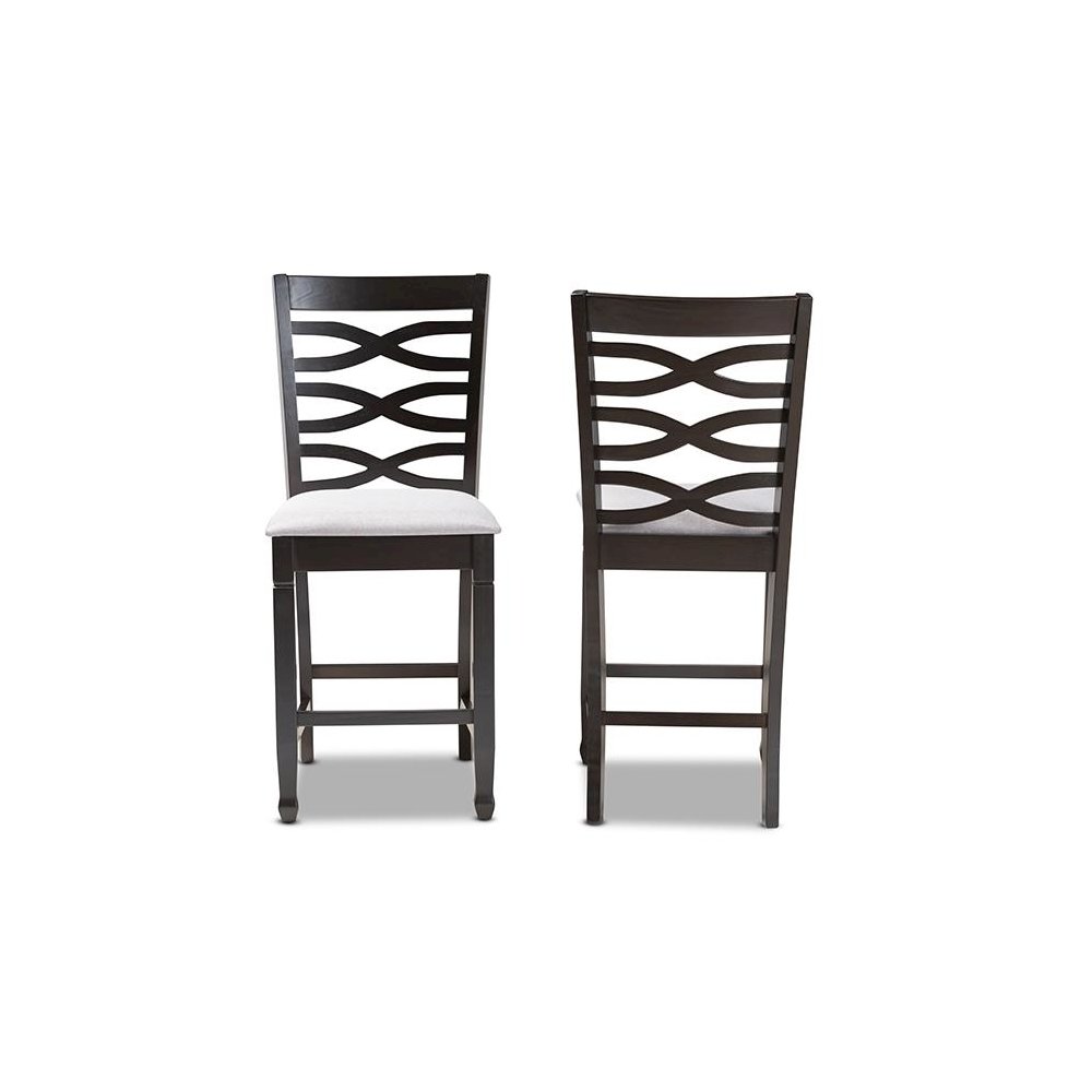 Espresso Brown Finished Wood Counter Height Pub Chair Set of 2. Picture 2
