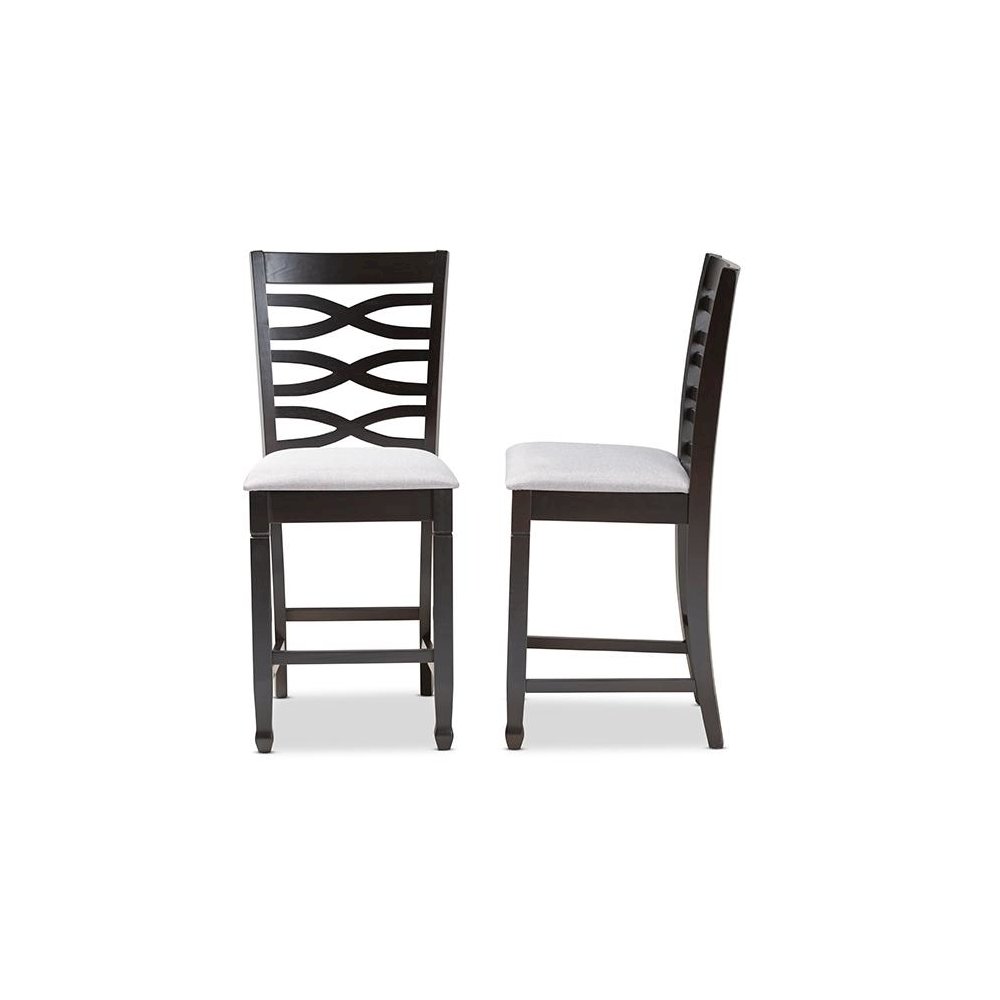 Espresso Brown Finished Wood Counter Height Pub Chair Set of 2. Picture 3
