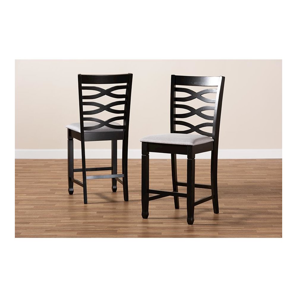 Espresso Brown Finished Wood Counter Height Pub Chair Set of 2. Picture 6