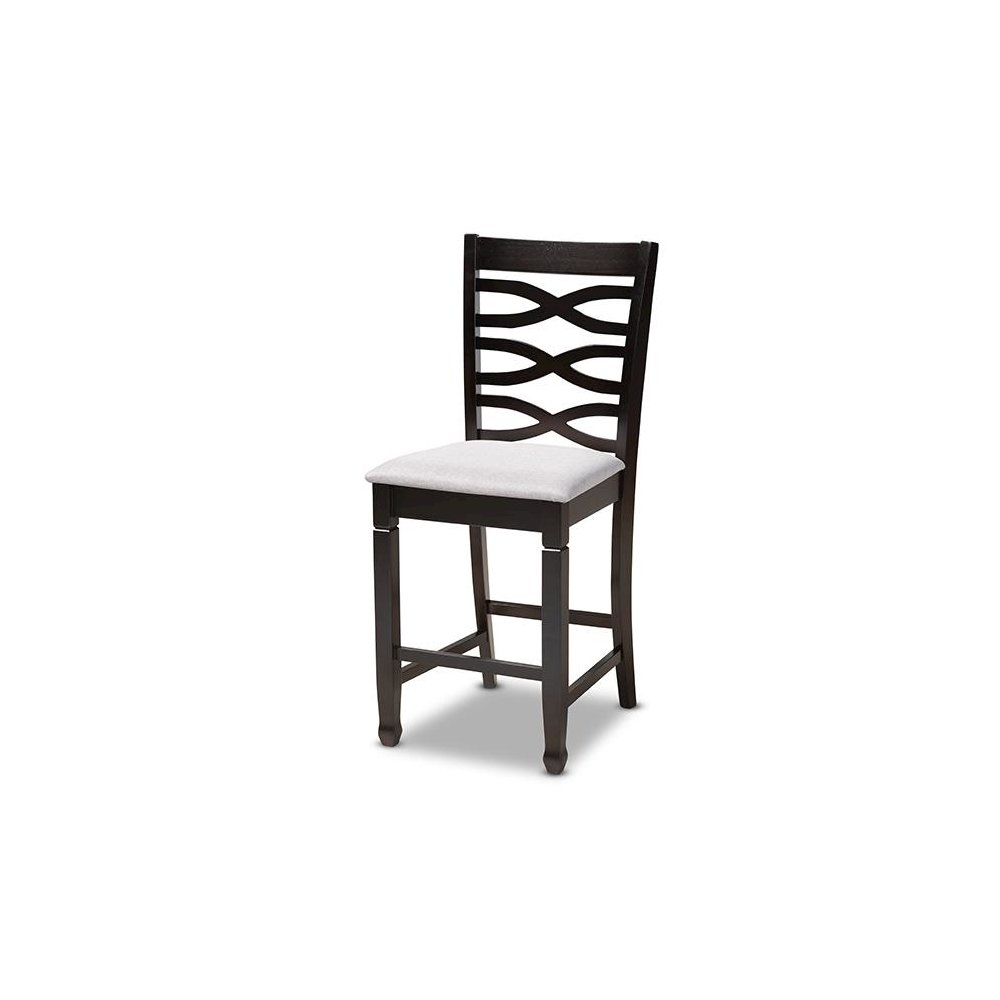 Gray Fabric Upholstered Espresso Brown Finished 5-Piece Wood Pub Set. Picture 3