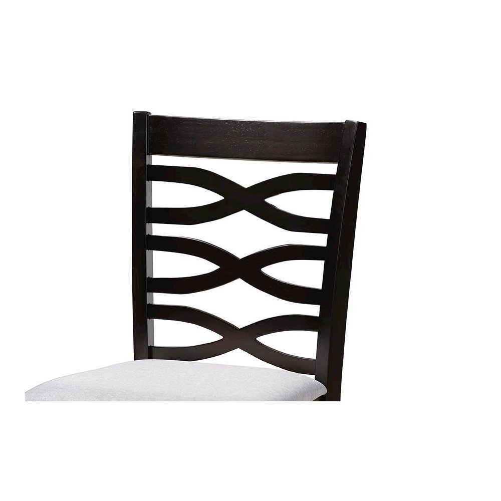 Gray Fabric Upholstered Espresso Brown Finished 5-Piece Wood Pub Set. Picture 4
