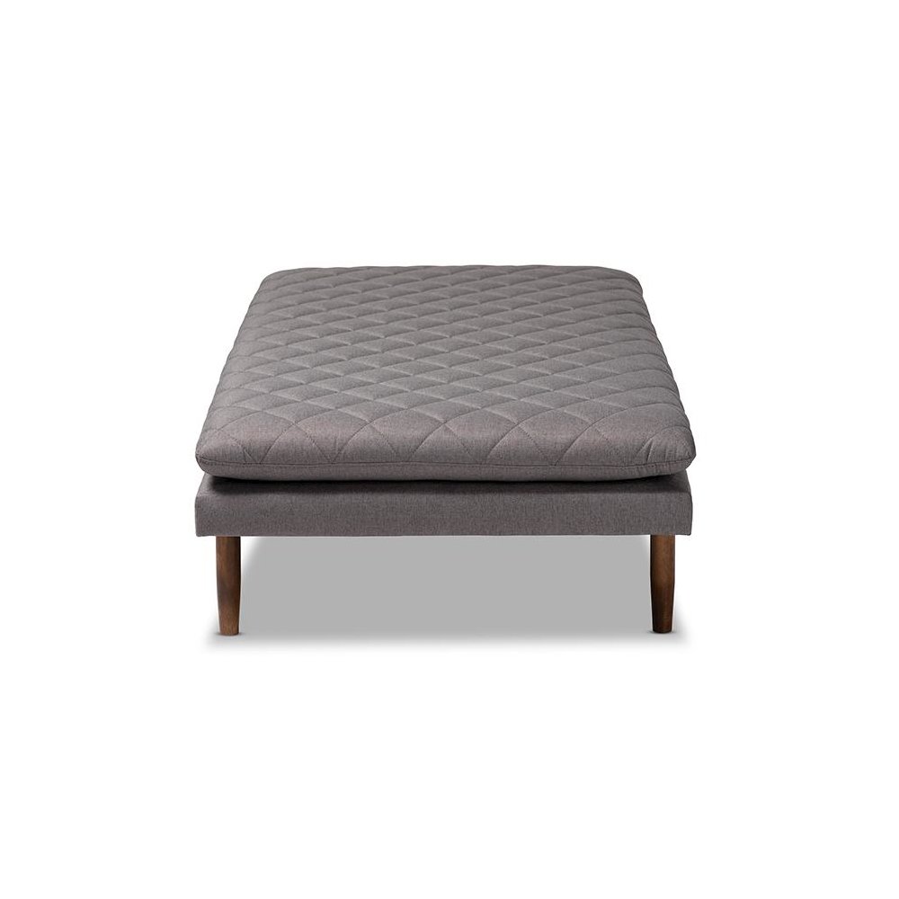 Marit Mid-Century Modern Grey Fabric Upholstered Walnut Finished Wood Daybed. Picture 3