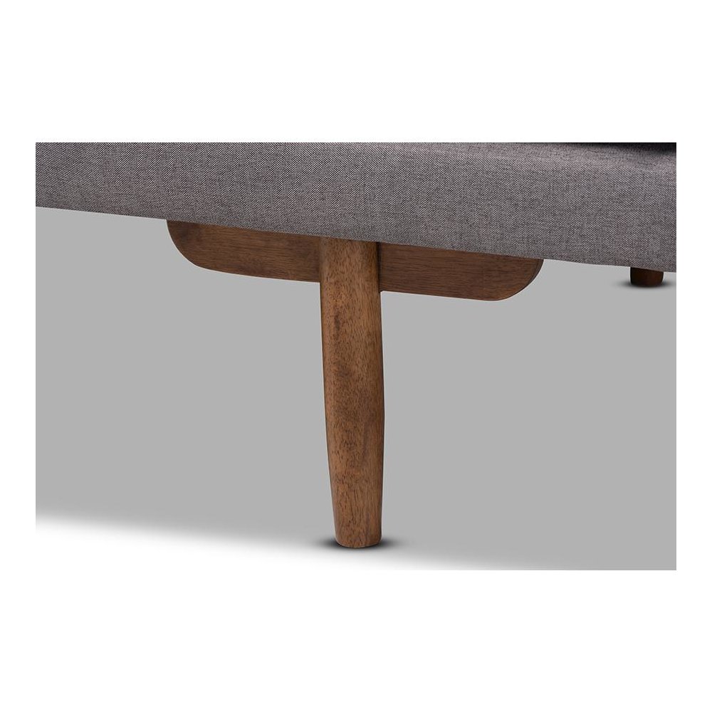 Marit Mid-Century Modern Grey Fabric Upholstered Walnut Finished Wood Daybed. Picture 5