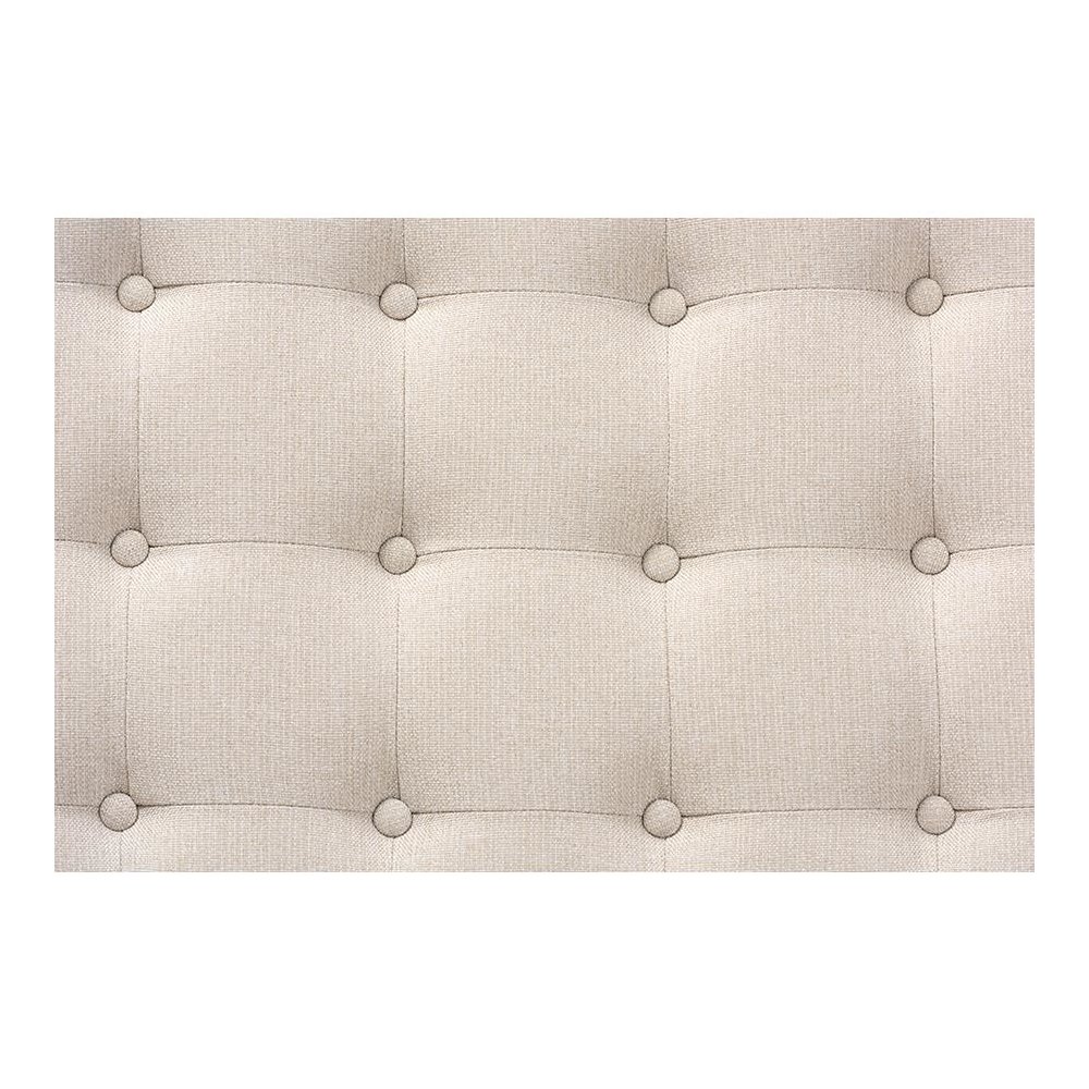 Beige Fabric Upholstered Walnut Finished Cocktail Ottoman. Picture 3