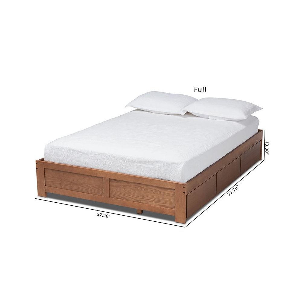Walnut Finished 3-Drawer Full Size Platform Storage Bed Frame. Picture 11