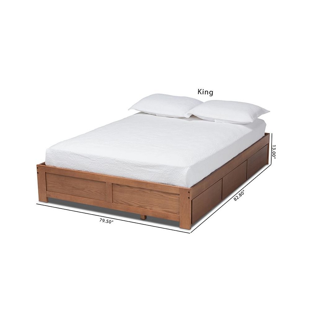 Walnut Finished 3-Drawer Full Size Platform Storage Bed Frame. Picture 13