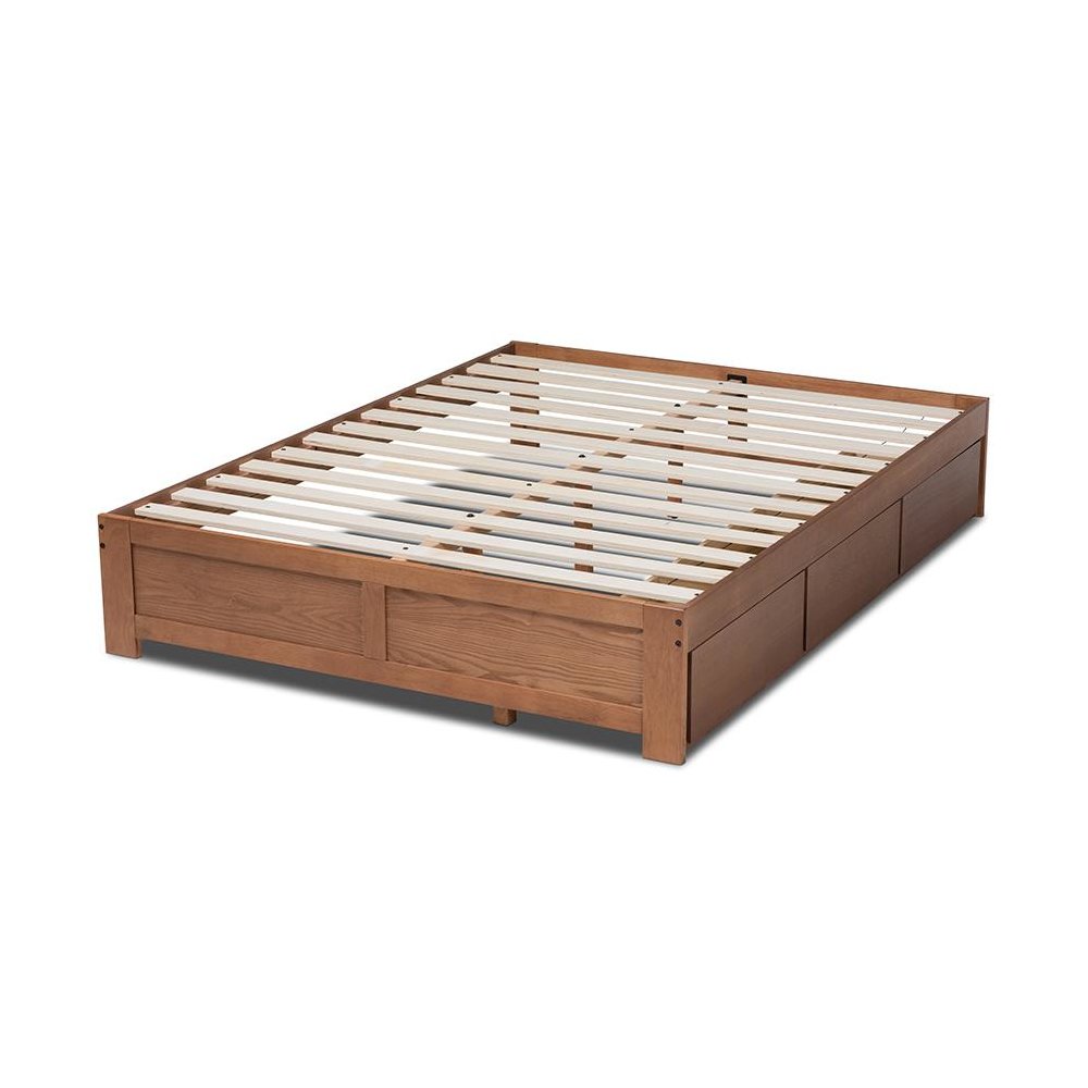 Walnut Finished 3-Drawer Full Size Platform Storage Bed Frame. Picture 4