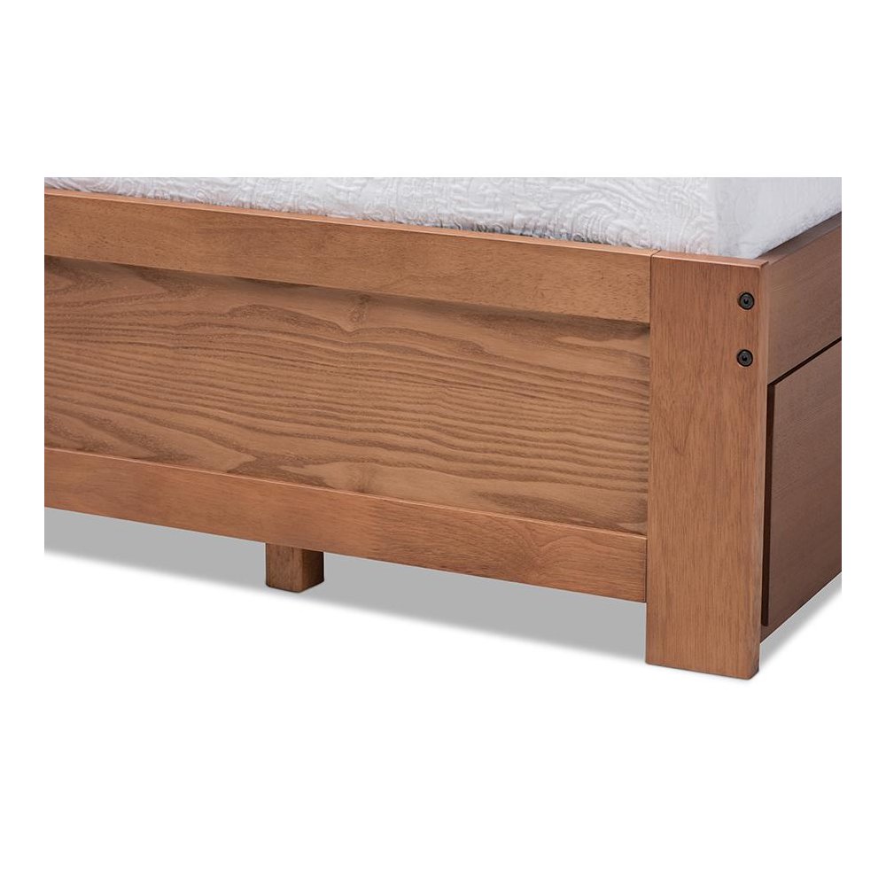 Walnut Finished 3-Drawer Full Size Platform Storage Bed Frame. Picture 6