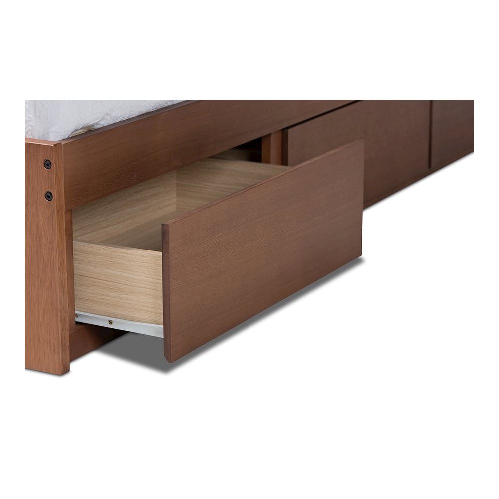 Walnut Finished 3-Drawer Full Size Platform Storage Bed Frame. Picture 7
