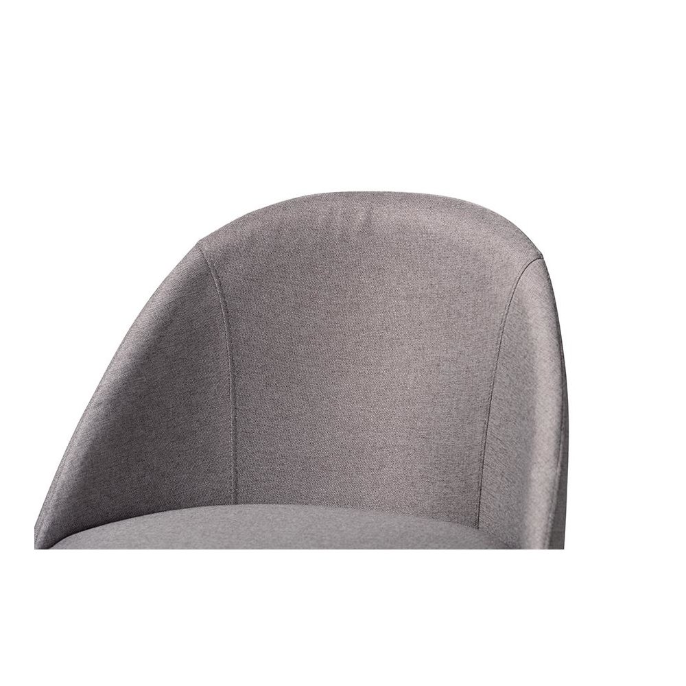 Grey Fabric Upholstered Walnut-Finished Wood Swivel Bar Stool Set of 2. Picture 4