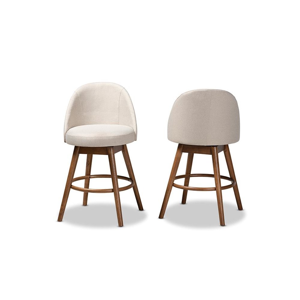 Walnut-Finished Wood Swivel Counter Stool Set of 2. Picture 2