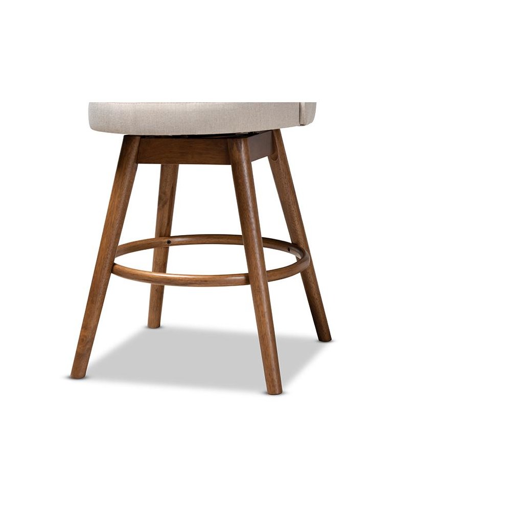 Walnut-Finished Wood Swivel Counter Stool Set of 2. Picture 5