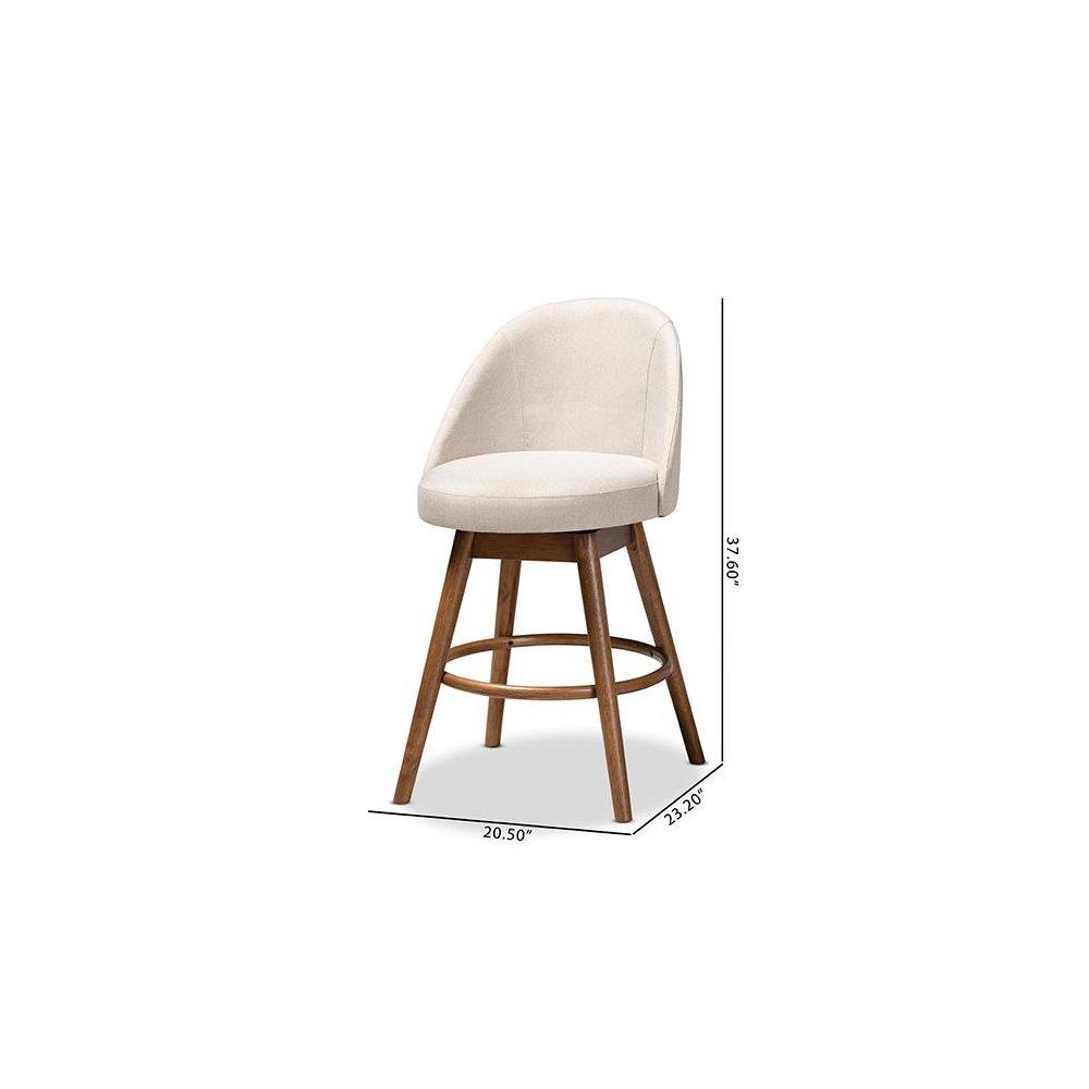 Walnut-Finished Wood Swivel Counter Stool Set of 2. Picture 8