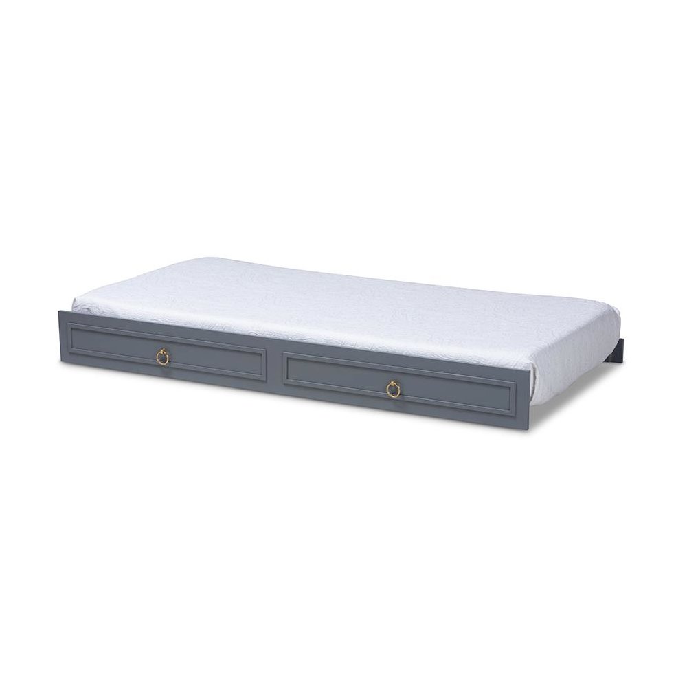 Mariana Classic and Traditional Grey Finished Wood Twin Size Trundle. Picture 1