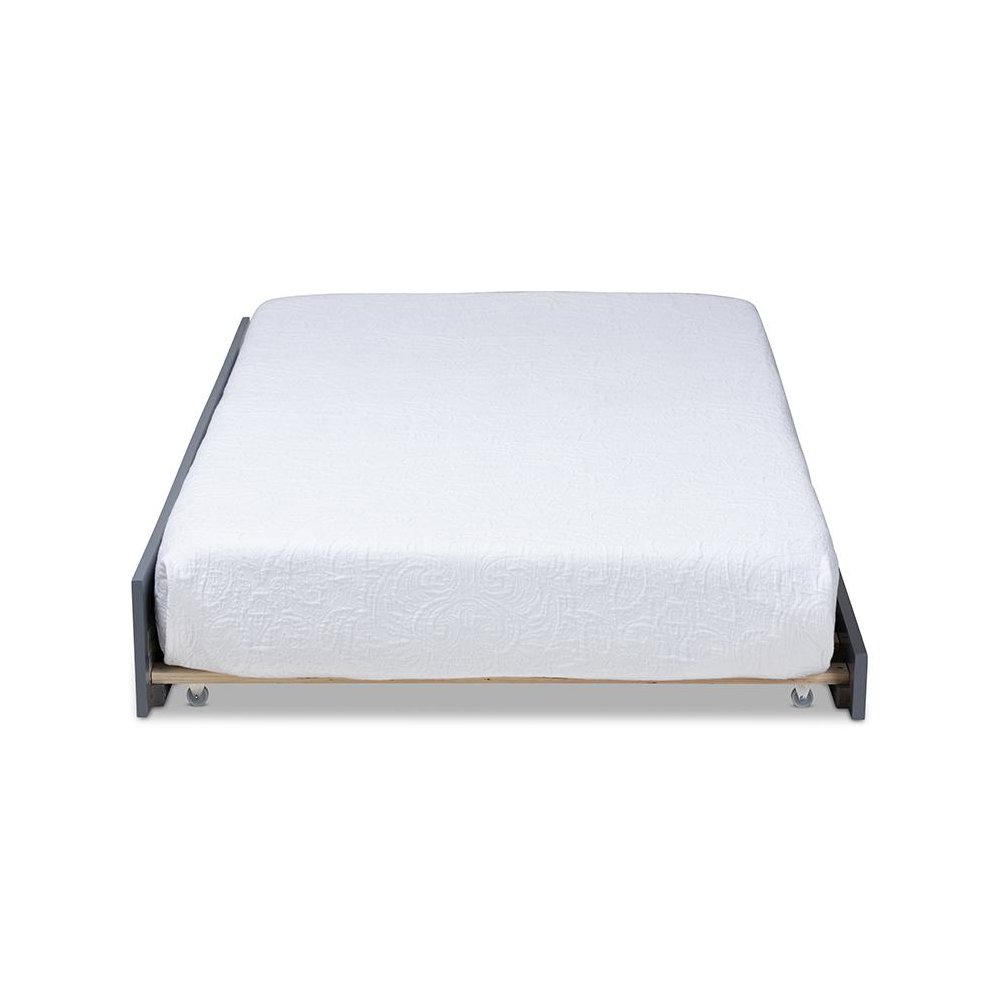 Mariana Classic and Traditional Grey Finished Wood Twin Size Trundle. Picture 2