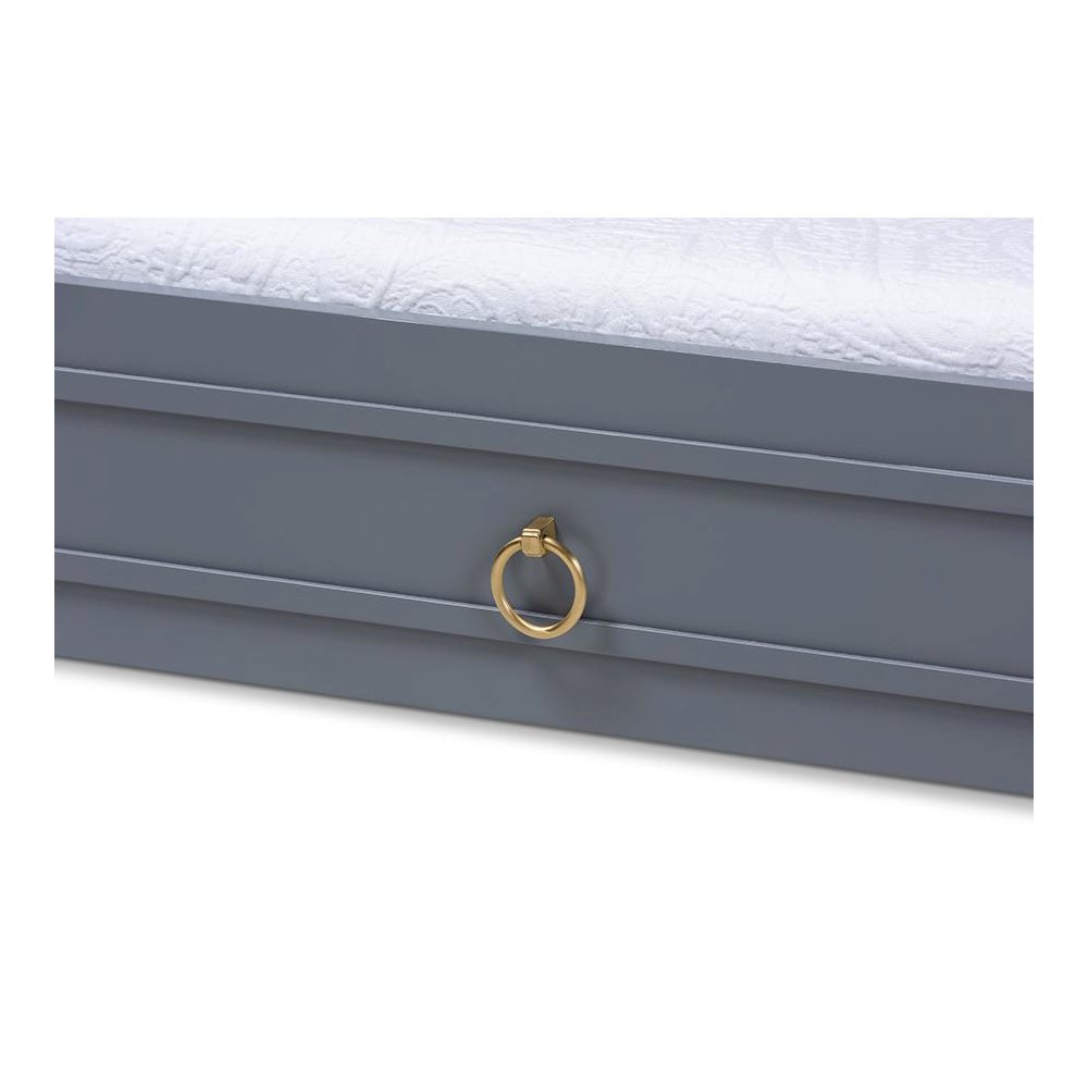 Mariana Classic and Traditional Grey Finished Wood Twin Size Trundle. Picture 4