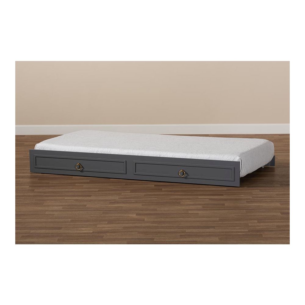 Mariana Classic and Traditional Grey Finished Wood Twin Size Trundle. Picture 6