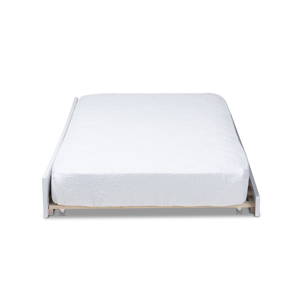 Baxton Studio Neves Cottage Farmhouse White Finished Wood Twin Size Trundle. Picture 2