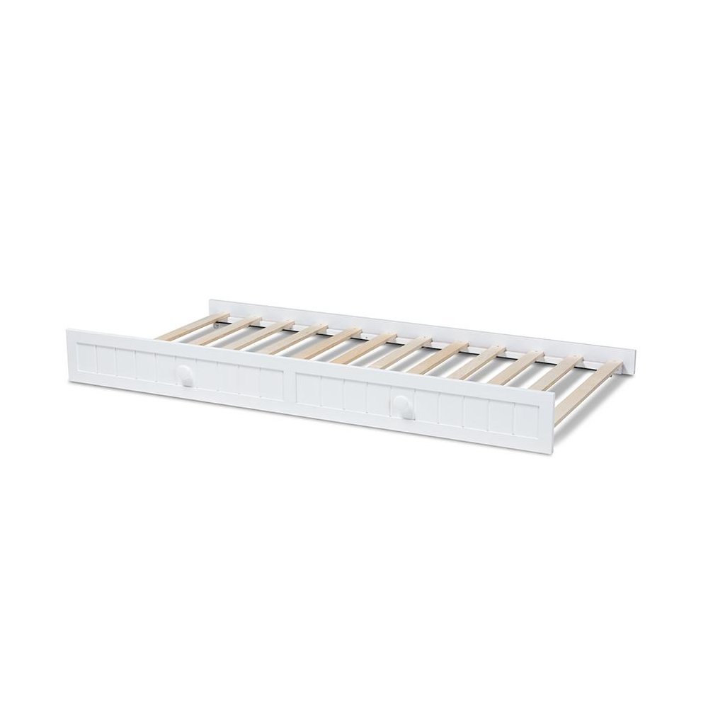 Baxton Studio Neves Cottage Farmhouse White Finished Wood Twin Size Trundle. Picture 3