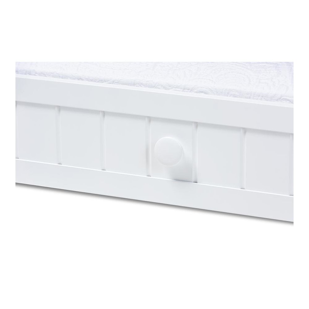 Baxton Studio Neves Cottage Farmhouse White Finished Wood Twin Size Trundle. Picture 4