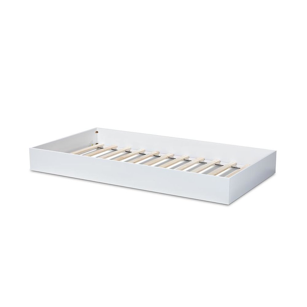 Renata Modern and Contemporary White Finished Wood Twin Size Trundle. Picture 3