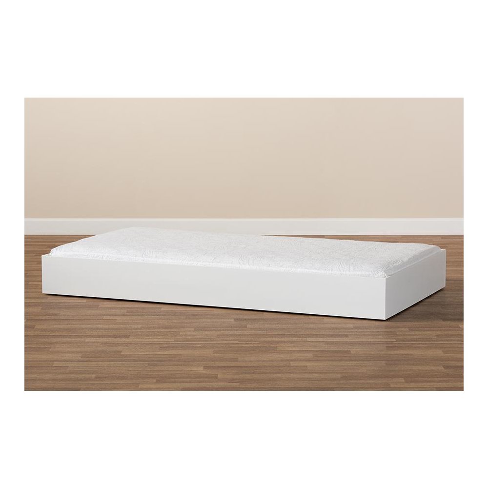 Renata Modern and Contemporary White Finished Wood Twin Size Trundle. Picture 5