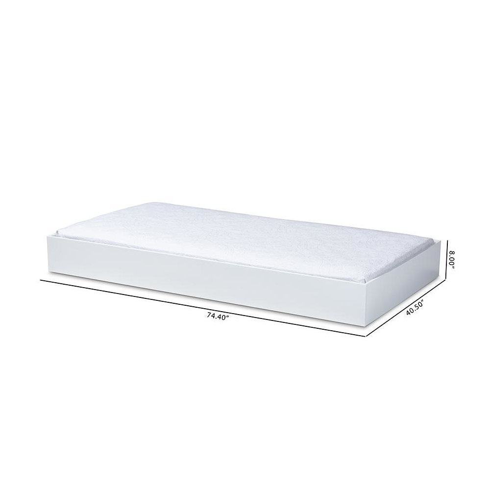 Renata Modern and Contemporary White Finished Wood Twin Size Trundle. Picture 6