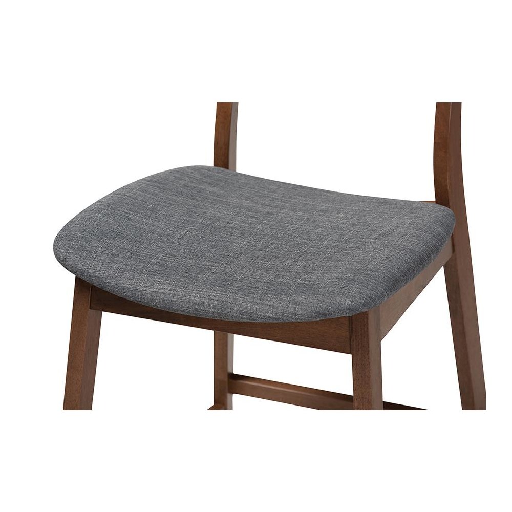 Dark Grey Fabric Upholstered Walnut Finished 2-Piece Wood Counter Stool Set. Picture 5